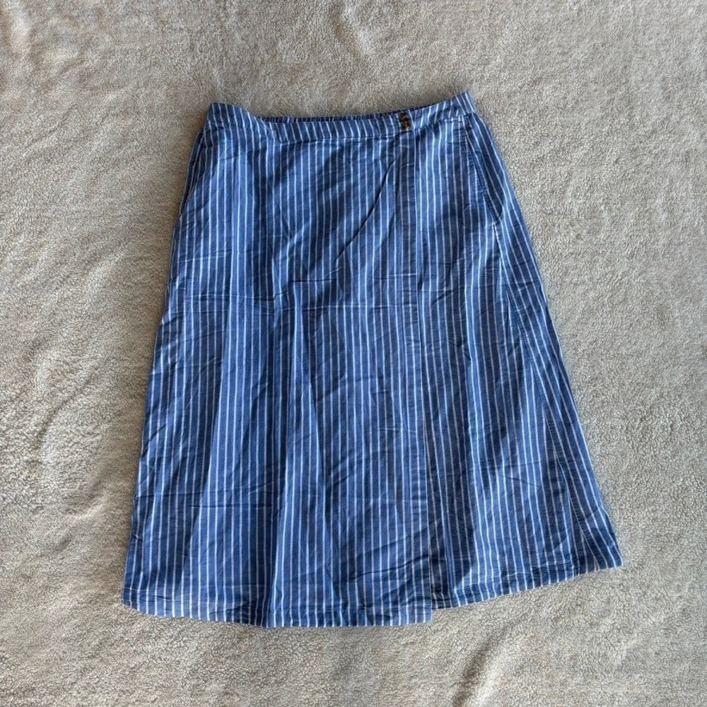 Pact Women's Blue Canopy Linen Wrap Skirt Women's XXL Organic Cotton